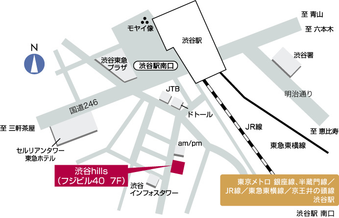 渋谷hills　最寄り駅からの案内図